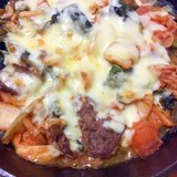 キムチ牛肉ほうれん草チーズ焼き